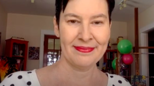 a photo of Caprice in her studio on the day after her 50th